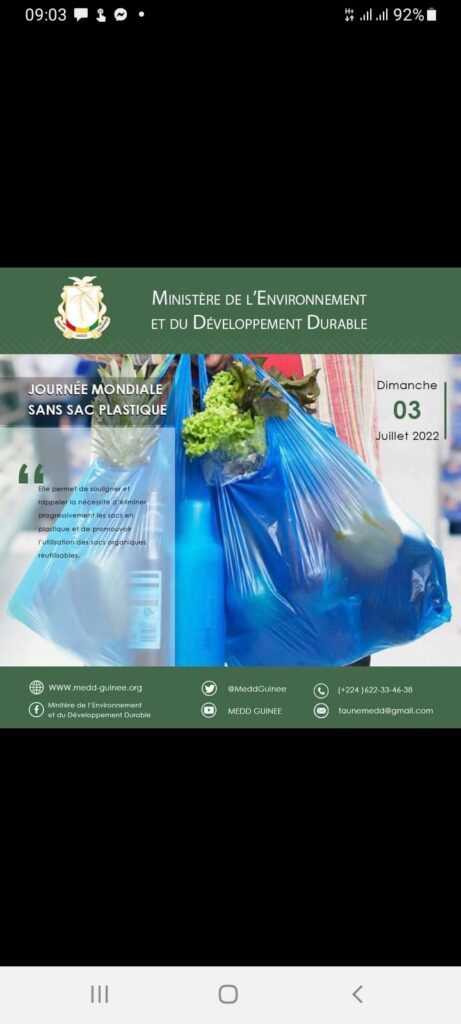 Journée mondiale sans plastique , « l’urgence de se saisir de la problématique » selon le ministère guinéen de l’environnement